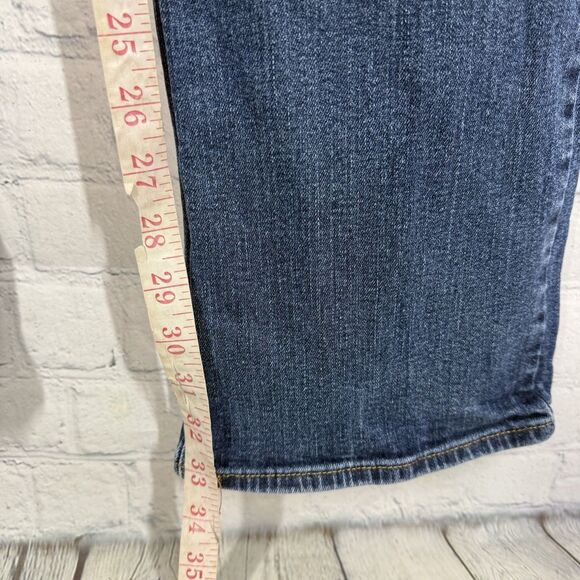 Levis 505 Straight Women Size 14 Large Mid Blue Denim Stretch Western Pants - Picture 14 of 14